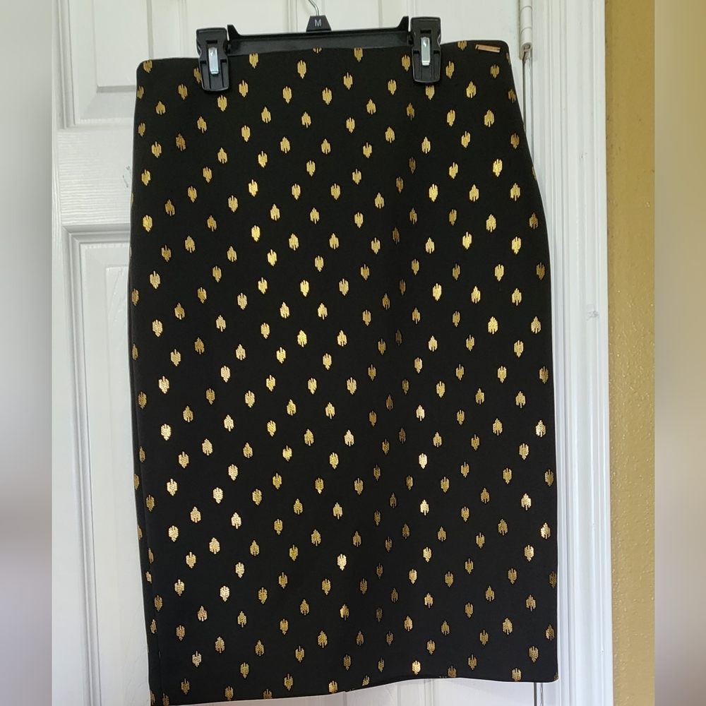 Tahari black & gold foil skirt